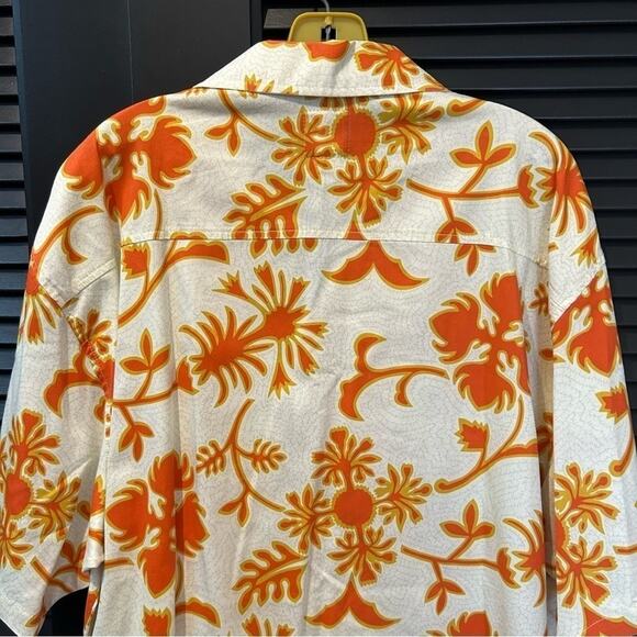 Quicksilver Men’s Tropical Orange and White Print Shirt, 100% Cotton, Size XL - Picture 7 of 10